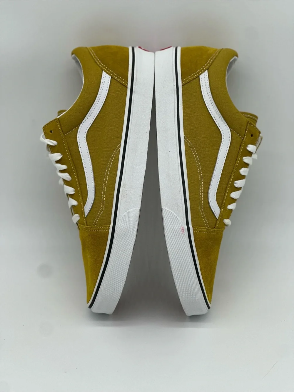 Vans Mustard Yellow Low-Top Suede Sneakers with White Stripe
